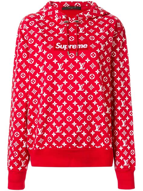 supreme x louis vuitton red hoodie